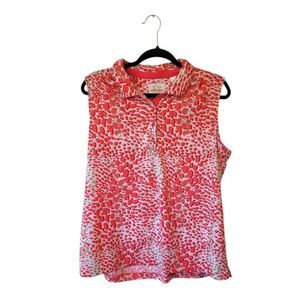 EP PRO Tour Tech Women's Coral Animal Print Golf Polo Tank Size XL